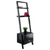 Modern Black Drawer Entryway Shelf Leaning Ladder Bookshelf