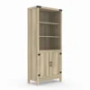 FarmHome Oak Adjustable Shelves Entryway Bookcase Storage Cabinet