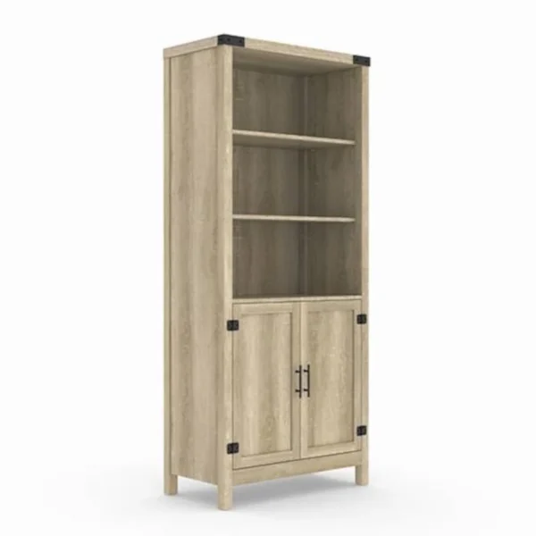 FarmHome Oak Adjustable Shelves Entryway Bookcase Storage Cabinet