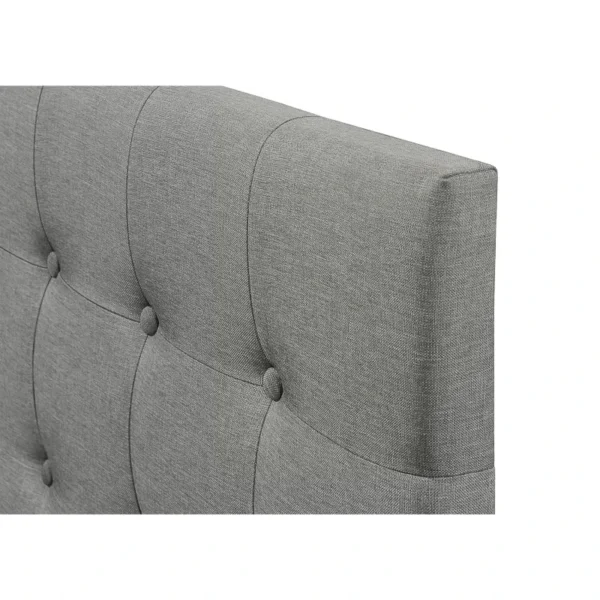 Contemporary Button Tufted Headboard in Grey Upholstered Fabric