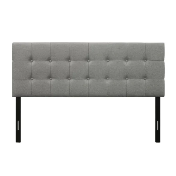 Full size Contemporary Button Tufted Headboard in Grey