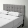 Full size Contemporary Button Tufted Headboard in Grey Upholstered Fabric