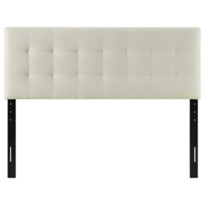 Full size Ivory Linen Fabric Upholstered Headboard