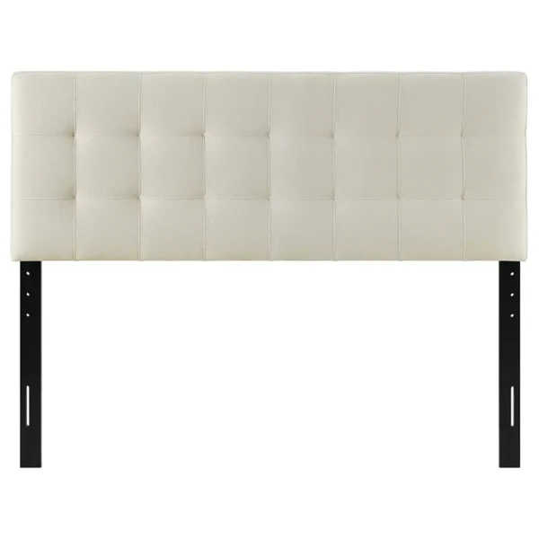 Full size Ivory Linen Fabric Upholstered Headboard