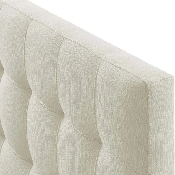 Full size Ivory Linen Fabric Upholstered Tufted