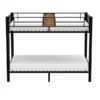 Twin over Twin Heavy Duty Metal Bunk Bed in Black with Side Ladder