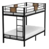 Twin over Twin Heavy Duty Metal Bunk Bed in Black with Side Ladder