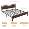 King Metal Platform Bed Frame with Mahogany Wood