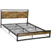 Queen Modern Farmhouse Platform Bed Frame with Wood Panel Headboard