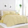 King Size Piece Yellow Reversible Daisy Medallion Stripped Comforter