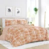 Twin Piece Clay and White Reversible Daisy Medallion Striped Comforter Set