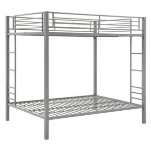 Twin Modern Metal Bunk Bed Frame in Silver Finish