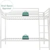 Twin Modern Metal Bunk Bed Frame in White with Ladder