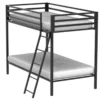 Twin over Twin Modern Metal Bunk Bed Frame in Black Finish