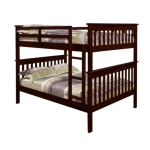 Solid Wood Full Over Full Bunk Bed in Cappuccino Finish