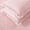 King Pink Microfiber Diamond Quilted Bedspread Set with Frayed