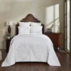 Full Size Percent Cotton Chenille Piece Bedspread Set White