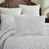 Full Size Cotton Chenille Piece Coverlet Bedspread Set White