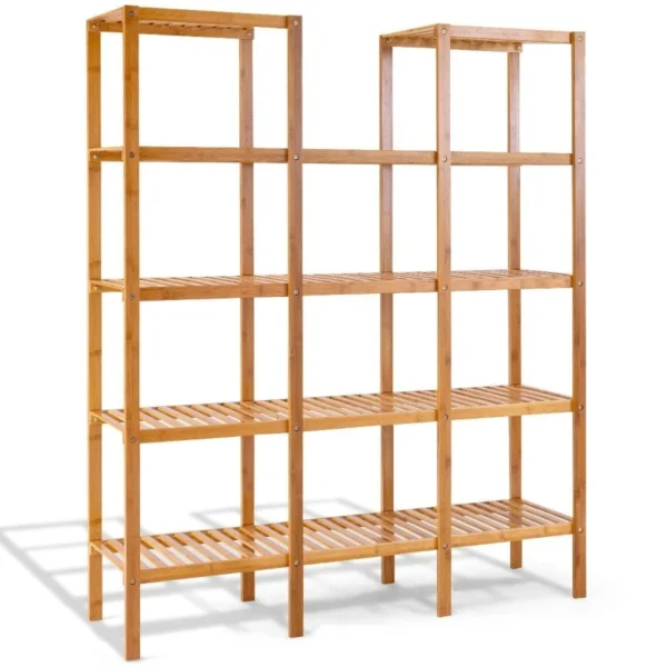 Bamboo Wood Shelf Bookcase Plant Stand Shelving