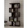 Modern Zig Zag Bookcase with Shelves in Dark Brown